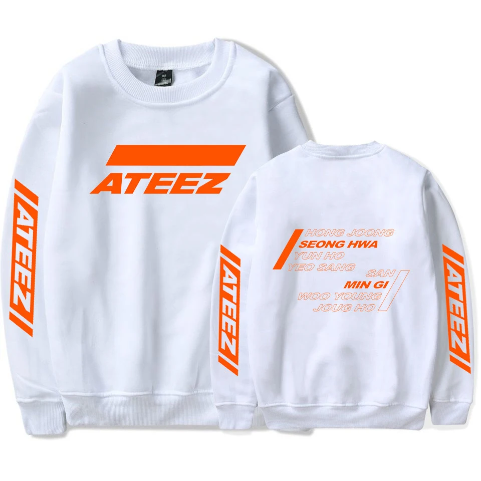 

ATEEZ Logo Printed Sweatshirts Women and Men 2019 Hot Capless Long Sleeves Hooded Sweatshirts Ateez Kpops Plus Size Clothes 4XL