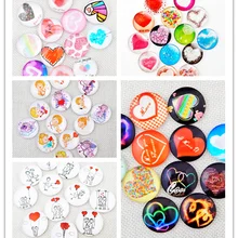 Различные любящее сердце стеклянная мозаика книги по искусству и Ремесла Круглый один стиль смешивания узор стеклянный кабошон