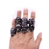 Wholesale lot 12 pcs Black Mix Men Gift Men Punk Style Jewelry Skull Ring Skeleton Pattern Man Gothic Biker Rings Party Gift 5