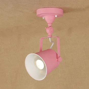 

DOXA Rustic Retro LED Ceiling Lamp Iron Ceiling Light Pink Lamps For Living Room Round Home Lighting Study Lampara De Techo