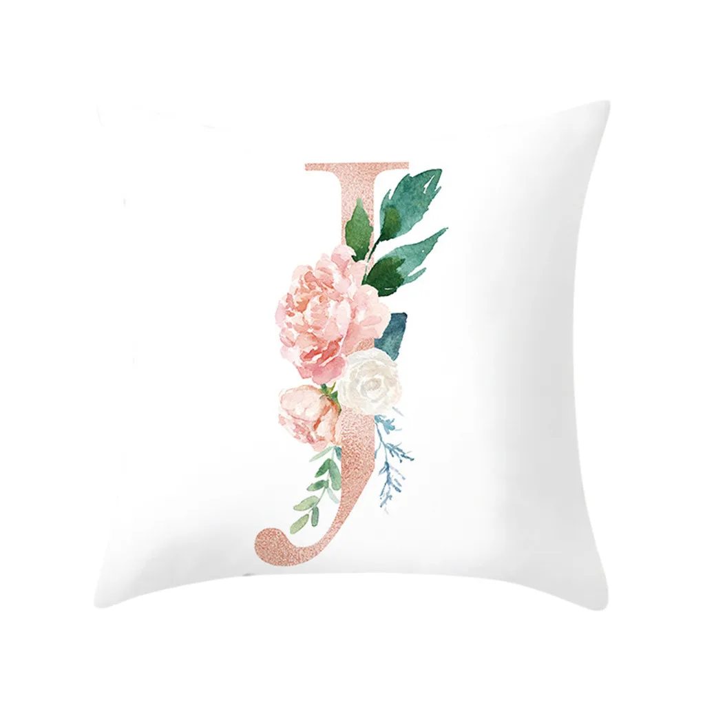 Подушка с алфавитом, наволочка для дивана, украшение для дома, Цветочная наволочка, fundas de cojines decorativos cojines decorativo - Цвет: J