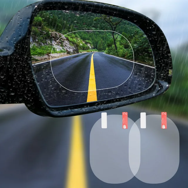 2PCS/Set Anti Fog Car Mirror Window Clear Film Anti-glare Car Rearview Mirror Protective Film Waterproof Rainproof Car Sticker -