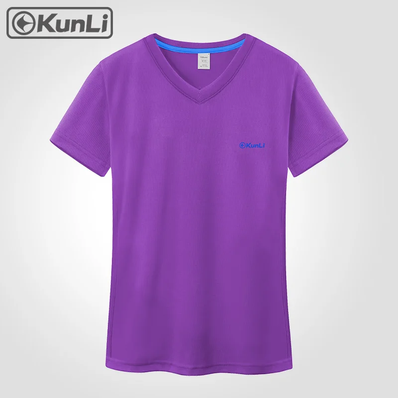 Kunli топы для бодибилдинга, тренажерного зала, фитнеса, майка, Женская Спортивная одежда для улицы, короткая одежда, одежда для бега, футболка - Цвет: Фиолетовый