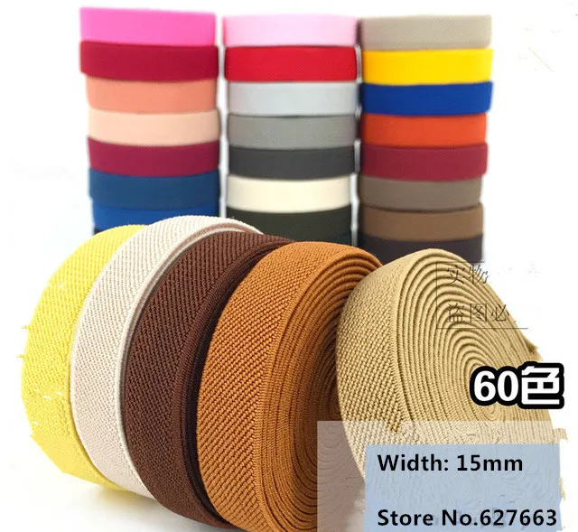 

15mm Width High Quality Twill Elastic Band Webbing 5Meters For DIY Decor Dress Clothes Bag Sewing Belts Accessories