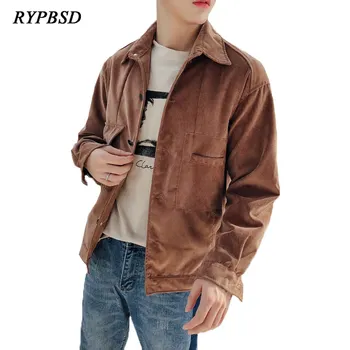 

2019 Autumn Winter Corduroy Jacket Men Youth Loose Fashion Korean Slim Fit Vintage Classic Dark Brown Streetwear Outerwear M-3XL