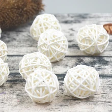 20pcs/Lot 3cm Baby Shower Rattan Ball, New Year Decoration Rattan Wicker Balls Party Decoration DIY Sepak Takraw Balls