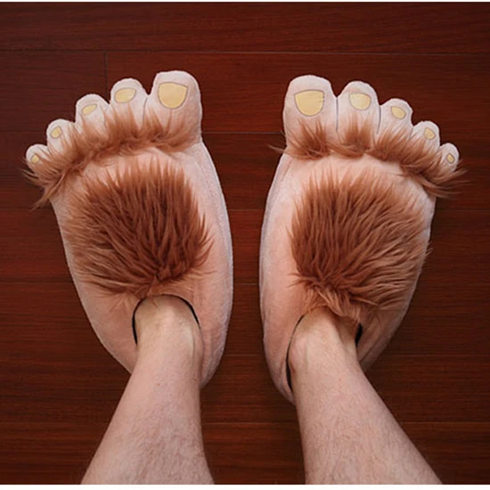 

Winter Fur Slippers Fashion Creative Personality Spoof Big Feet Home Indoor Pantufas De Pelucia Cotton Fabric Zapatillas Men