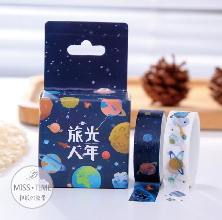 

JC312  1.5CM Wide Fantastic Universe Travel Washi Tape Adhesive Tape DIY Scrapbooking Sticker Label Masking Tape