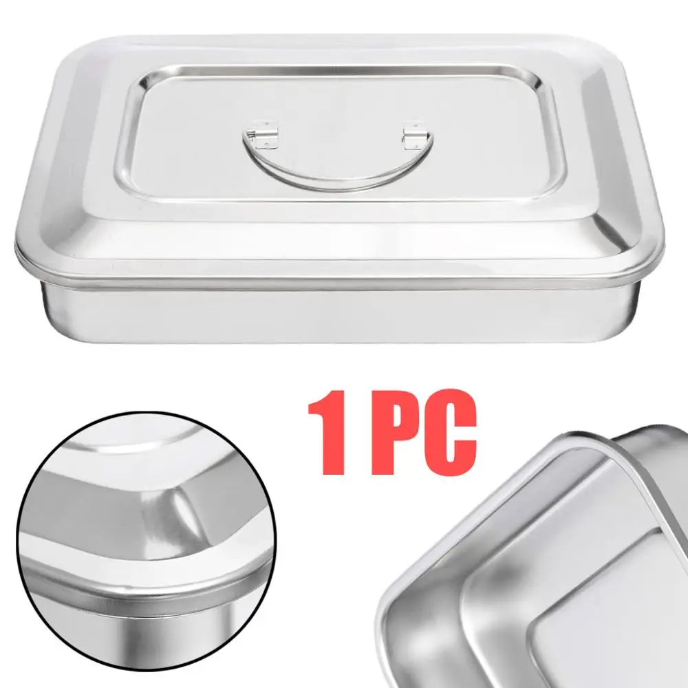 

1pcs Stainless Steel Medical Surgical Tray Dental Dish Lab Instrument Tool Storage Convenient with Lid 30x20x5cm