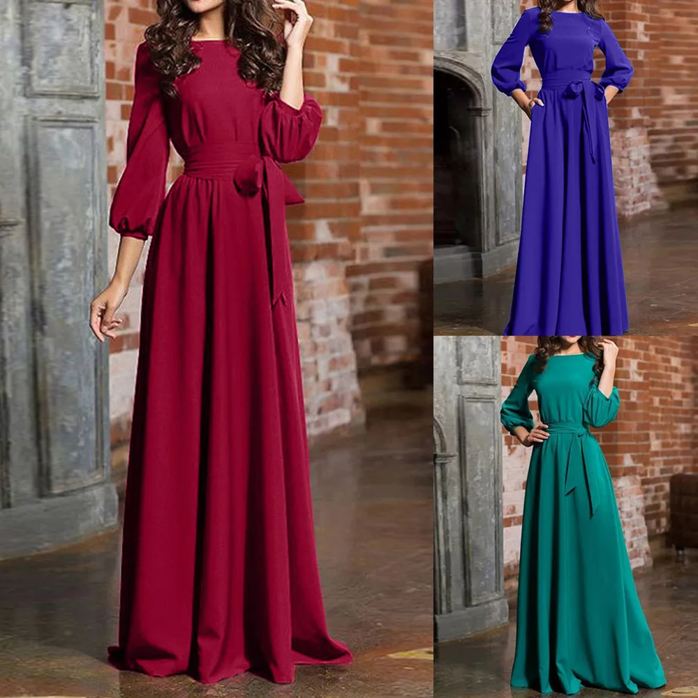 Женское вечернее платье с длинным рукавом Boho длинное пляжное макси
