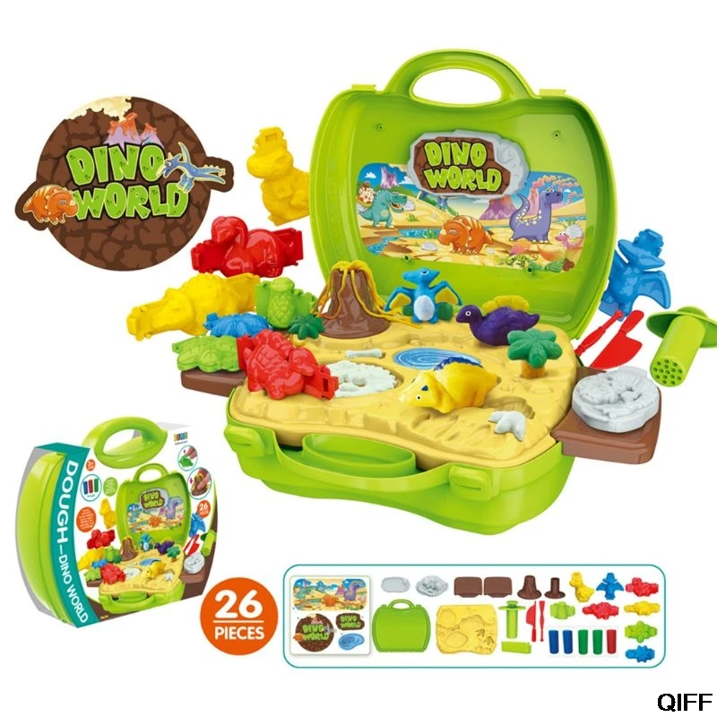 

Clay Dinosaur Toys Set Magic Modeling Clay 26 Pieces Safe & Non Toxic 3D Dinosaur Figures Kids Boys and Girls Age 3-12 Years Old