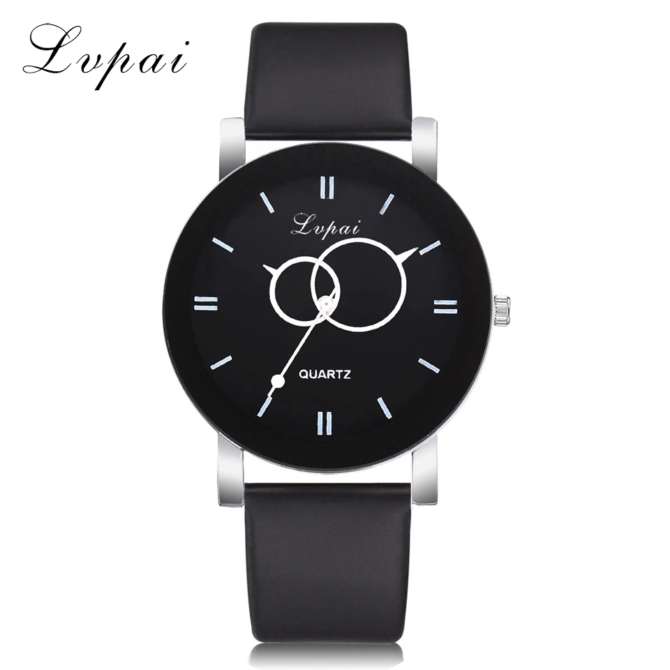 

Lvpai Top Brand Black Luxury Mysterious Men And Women All Appropriate Leather Watch Creative The Second Hand Quartz Clock LP326