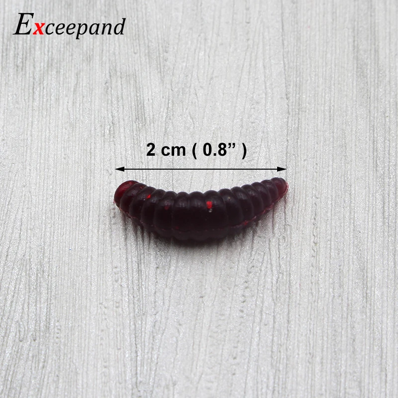 Exceepand 50 Pieces 2 cm 0.4 g Maggot Grub Soft Lure Lifelike Worm Fishing Bait Fly Crap Fishing Tackle