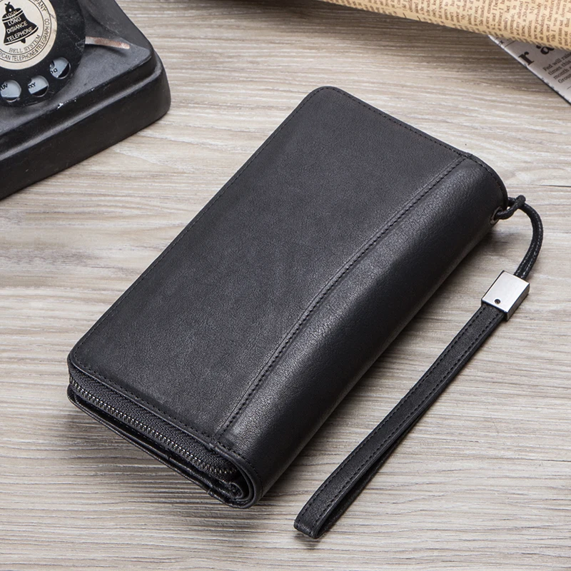 Contact's Genuine Leather Long Wallet Large Capacity Men Coin Purse Male Clutch Wallets Cell Phone Bag Portomonee Card Holder 5