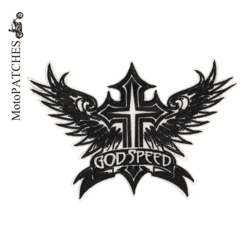 

MotoPATCHES Small Size Cross Wings Punk Embroidered Iron On Patches For Clothing Motorcycle Jacket Biker Vest Patches
