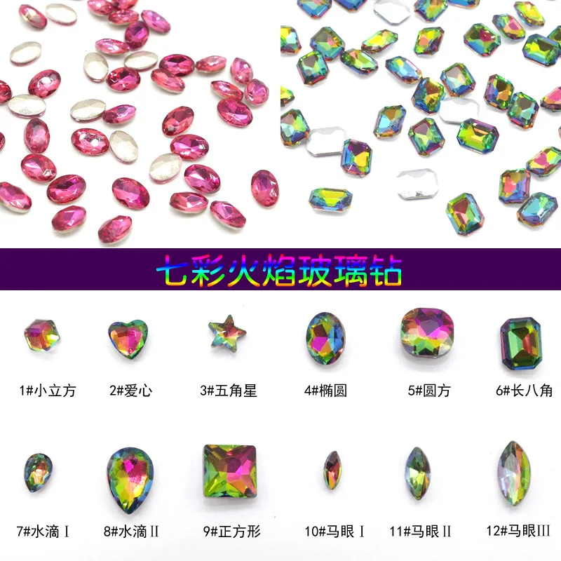 

1pc 3D Triangle /Star/Heart Mix Nail Art Decorations Glitter Shiny Glass Zircon DIY Manicure Crystal Nail Rhinestone Accessory