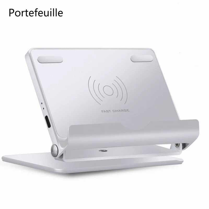 

Portefeuille Fast Wireless Charger Stand Aluminum Universal Phone QI Wireless Charging for iPhone 8 X Plus Samsung Galaxy S8 S9