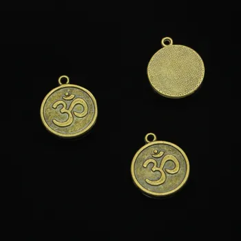 

52pcs Antique Bronze Plated Yoga OM Charms for Jewelry Making DIY Handmade Pendants 18mm