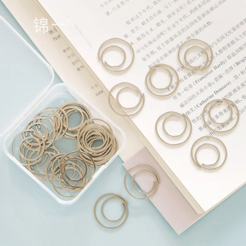 

TUTU 60pac/box sliver circle paper clip Flat wire clip Electroplated Metal Bookmark Memo Clip for School Paper Organizer H0210