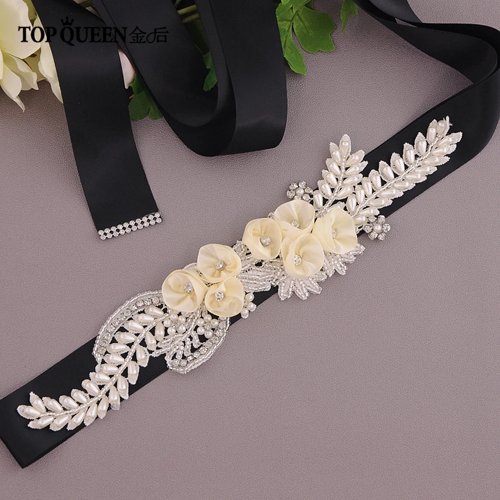 

TOPQUEEN S321 fast delivery bridal flower belts for wedding dresses wedding flower belt wedding pearl belts with flowers