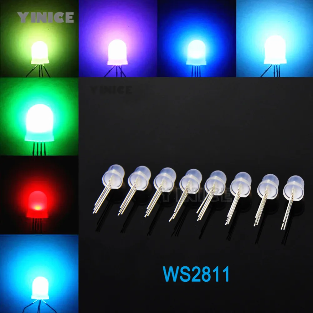 RGB светодиодный чип DC5V рассеянная круглая шляпа с WS2811 PL9823 APA106 чипсет внутри, F5 5 мм F8 8 мм Neo pixel светодиодный RGB полноцветный