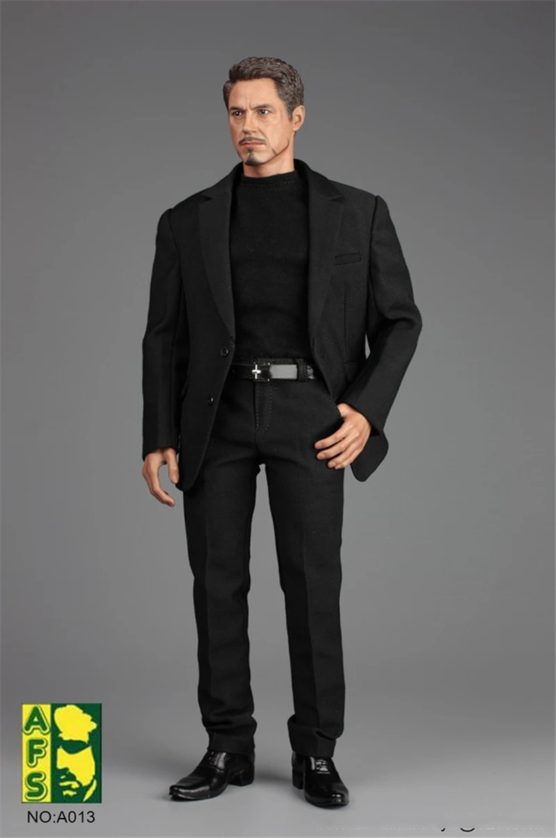 1/6, черный мужской костюм джентльмена, комплект одежды, AFS TOYS A013, мужской комплект повседневной одежды для 12 дюймов, Мужская фигурка, голова Тони