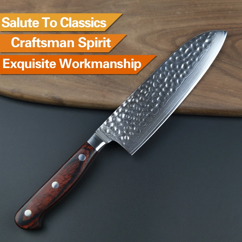  XINZUO 7 inch Santoku Knife 67 layer Damascus Stainless Steel Kitchen Knives Pakkawood Handle High  - 32788740368