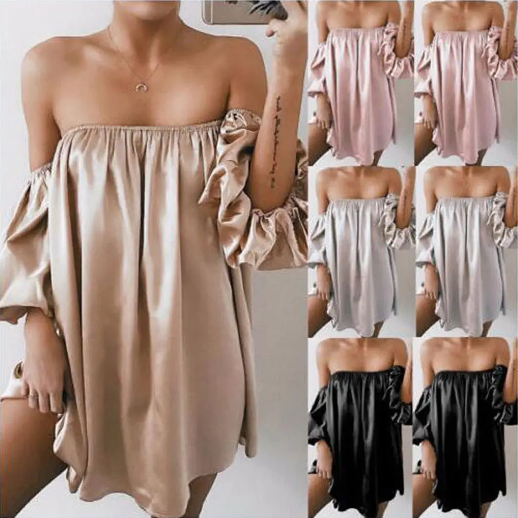 

2019 Fashion Women Casual Chiffon Off Shoulder Lady Losse Tops Blouse