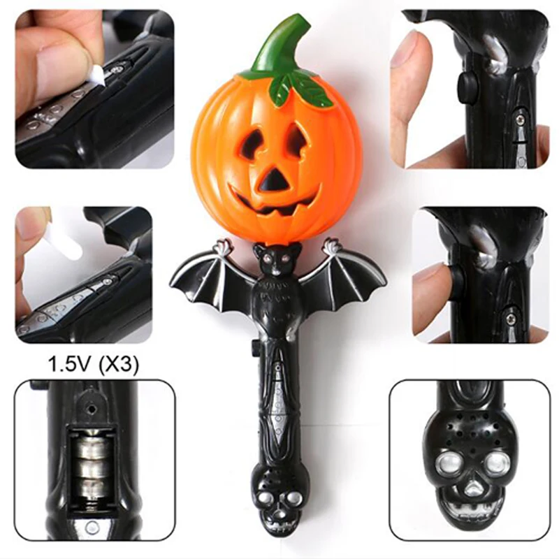 LED Light Ghost pumpkin Stick Glow Sticks Party Lights Glowstick Decoraction led toys Glow in The Dark Glow Party Supplies (2)
