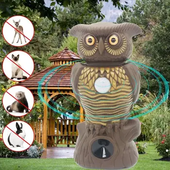 

Owl Alert Owl Statue Pesticide-free Ultrasonic Pest Repeller Control Plastic Owl Statue with Light-up Eyes for Garden Yard Fence