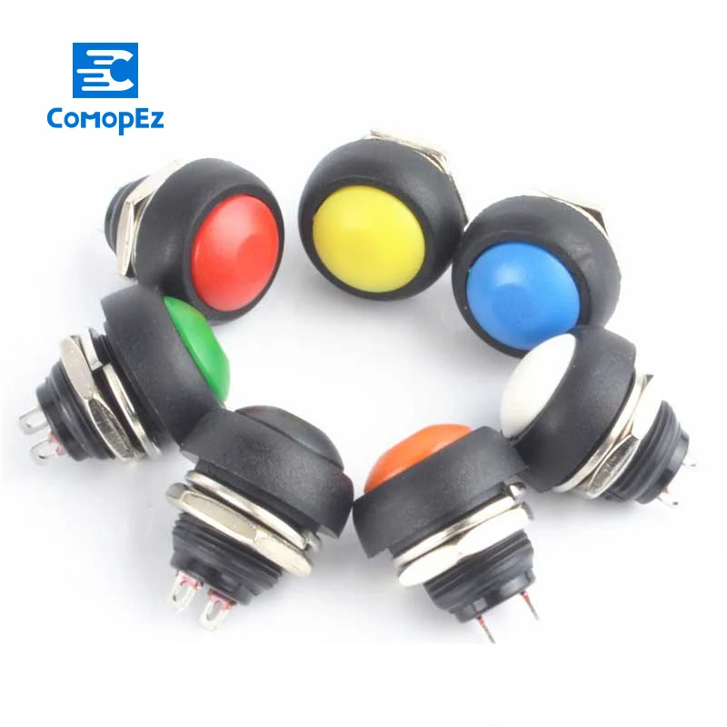 

10pcs/lot PBS 33B Round Button Switch Self-Reset 12MM Power Supply Circular Momentary Small Push Button Switch Mixed color