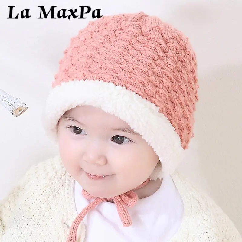 

Thicken Warm Baby Beanie Hat Winter Protect Ear Cap For Children Girls Boys Plus Velvet knitted Cap Baby Accessories