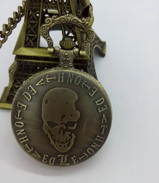 

Vintage Bronze antiques Death Note Flip clock steampunk man and students cowboy chain pocket watches Free shipping