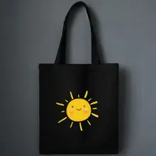 Повседневное милый счастливый улыбающийся уход за кожей лица Сумочка с печатными рисунками женская обувь на застежке-молнии парусиновые сумки для покупок большой Ёмкость подарок для женщины