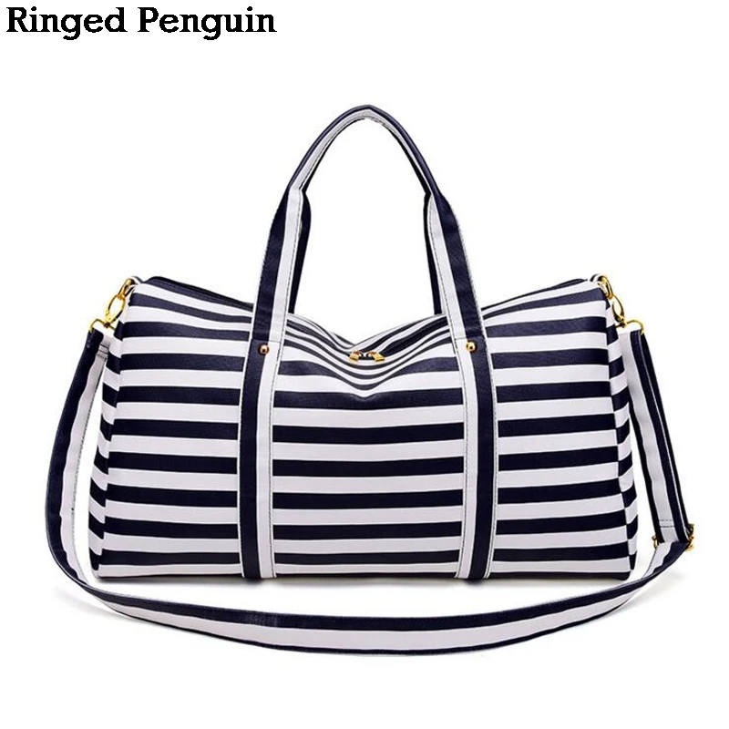 Ringed Penguin PU Leather Travel Bag Women Waterproof Travel Duffle Bag