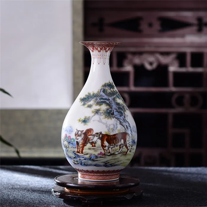 Античная керамическая ваза Цзиндэчжэнь, винтажная ваза, аксессуары для стола, ремесла, снежный цветочный горшок, традиционная фарфоровая ваза в китайском стиле - Цвет: 4