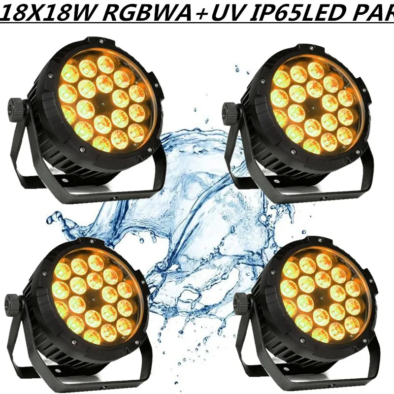 4 шт/18X18W IP65 светодиодный прожектор PAR с мультичипом RGBWA + УФ водонепроницаемый par