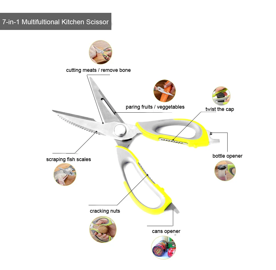 XITUO кухонные ножницы Многофункциональные кухонные ножницы с крышкой лезвия-ножницы из нержавеющей стали для тяжелых куриных костей
