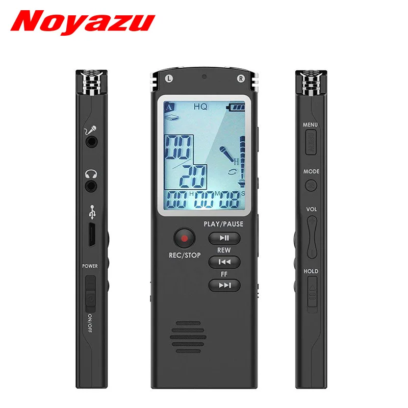Noyazu Original T60 Mini Dictaphone 8GB Digital Audio Voice Recorder WAV 1536 kbps HQ Voice Recording Mp3 Player VOR Recorder