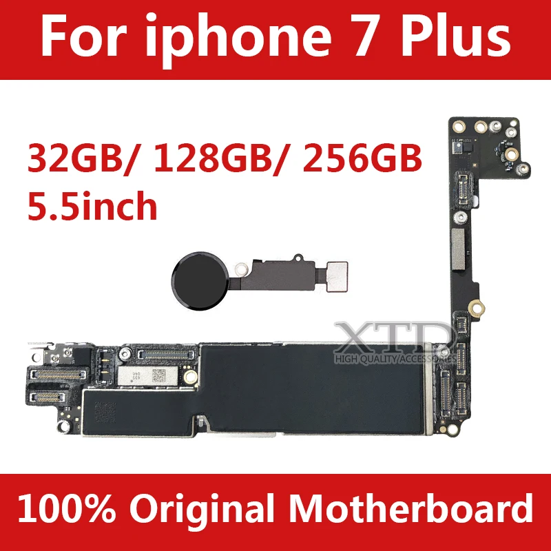 

100% Original unlocked for iphone 7 plus Motherboard with Touch ID,for iphone 7 plus board with Chips,32gb / 128gb / 256gb
