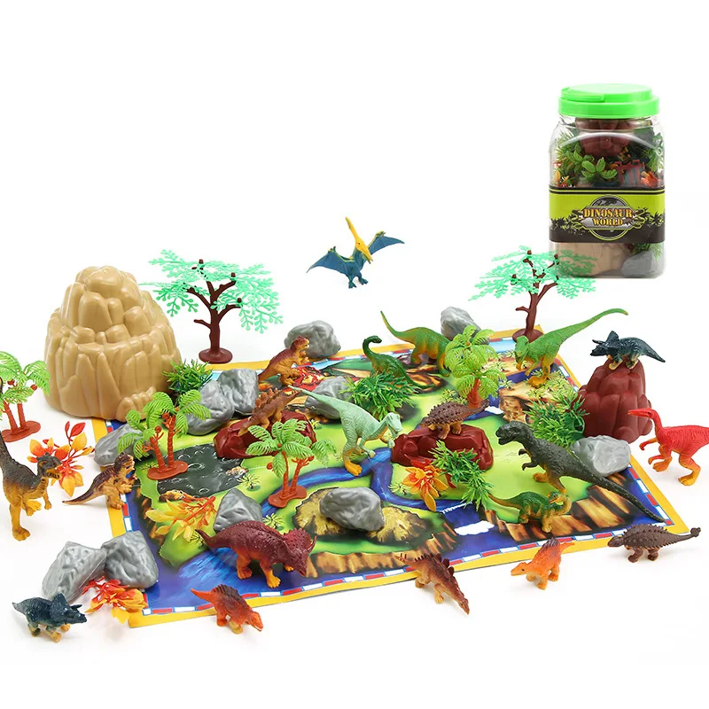 Пластиковый Набор игрушечных динозавров с имитацией растения динозавра модель