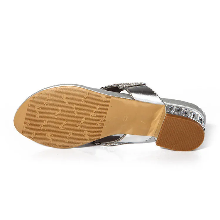 2017 Summer Hot Style Sexy Womens Shoes Low Heel Round Toe Sandals Casual Silver Comfort Sandal Flip Flops Slippers-11