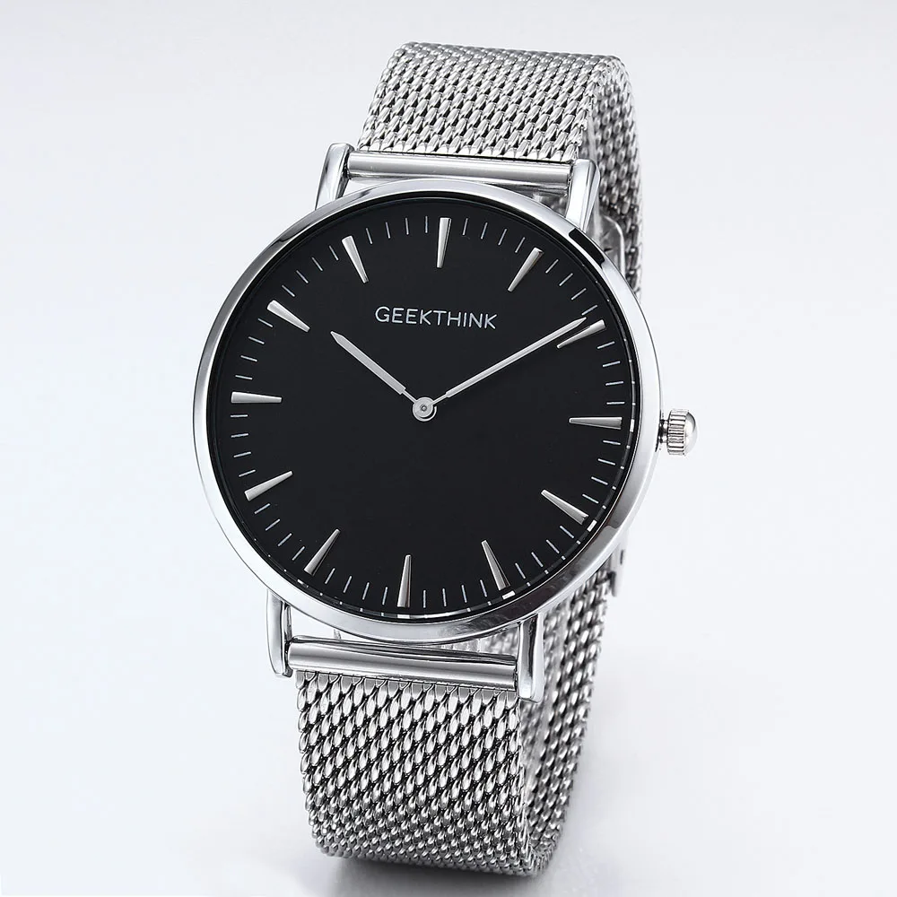 GEEKTHINK Топ люксовый бренд кварцевые часы для мужчин полный нержавеющая сталь классический Milimalist дизайнер Wrsitwatch деревянный циферблат часы для мужчин - Цвет: SBS
