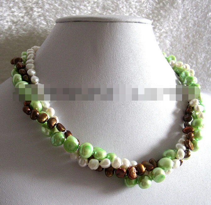 

Jewelr 005720 3Row Multi Color Baroque Freshwater Pearl Necklace
