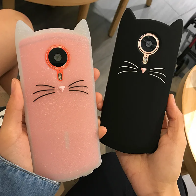 

Cute 3D Glitter Bearded Cat Case For Meitu M8 M6 M6S M4 Case Meitu T8 Case Cartoon Soft Silicon Coque Back Cover