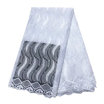 

Factory price african lace fabric 2019 high quality lace french mesh fabric with stones nigerian swiss lace fabrics for dress