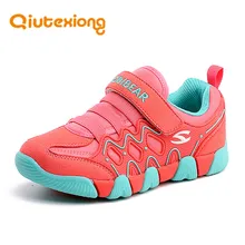 QIUTEXIONG Children Shoes Boys Sneaker For Girls Shoes Genuine Leather Sport Shoes Breathable TPR Flat Running kinderschoenen