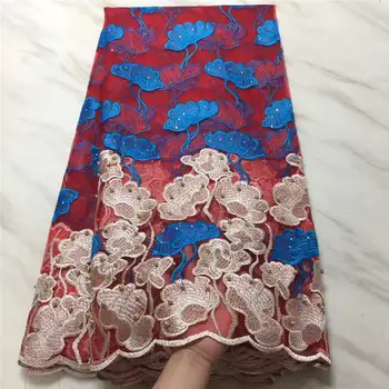 

Free Shipping latest African Lace Fabric in 5yard tulle gold beads fabric 2017 high qualitymesh fabric