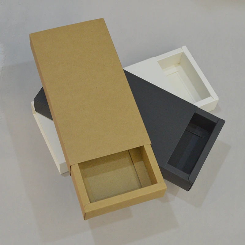 10 шт крафт-черная Подарочная коробка большая подарочная коробка с выдвижным ящиком печать на заказ коробка бумажная Свадебная Упаковка картонные коробки для подарка