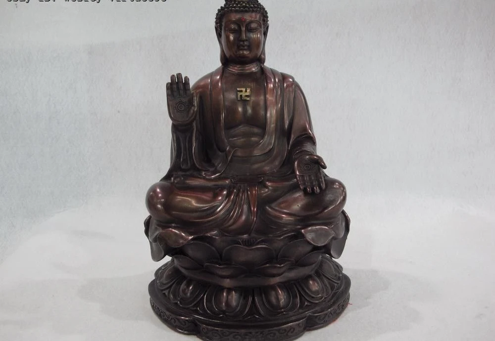 

Chinese Buddhism Temple Red Copper Tathagata Sakyamuni Amitabha Buddha Statue